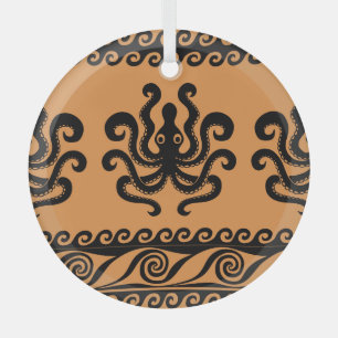 Ornement En Verre Pieuvre grecque ancienne, motif à vagues