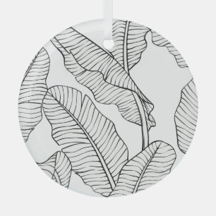 Ornement En Verre Plantes tropicaux, fleurs, croquis de jungle.