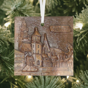 ORNEMENT EN VERRE PLAQUE EN CUIVRE FAITE À LA MAIN DE KRAKOW, POLOGN
