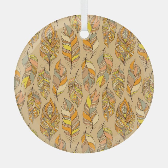 Ornement En Verre Plumes Abstraites colorées : Motif Vintage (Recto)