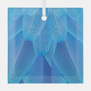 Ornement En Verre Plumes bleues turquoises du perroquet de Macaw