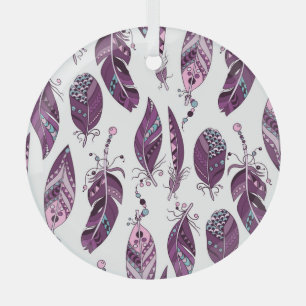 Ornement En Verre Plumes violettes : Vintage Ornementale sans joint.