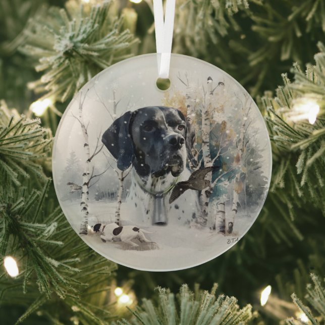 Ornement En Verre Pointeur anglais, Saison de chasse en bois, Art (Insitu)