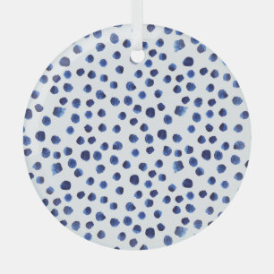 Ornement En Verre Polka Bleue : Aquarelle Point sans joint.