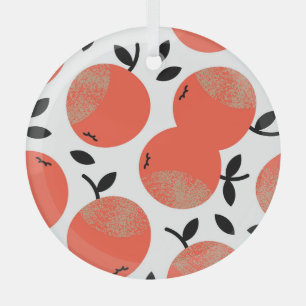 Ornement En Verre Pommes rouges : Motif texturé doré.