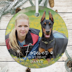 Ornement En Verre Pour toujours dans mon coeur Custom Pet Dog Memori