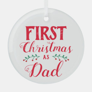 Ornement En Verre Premier Noël comme papa rouge lettrage blanc