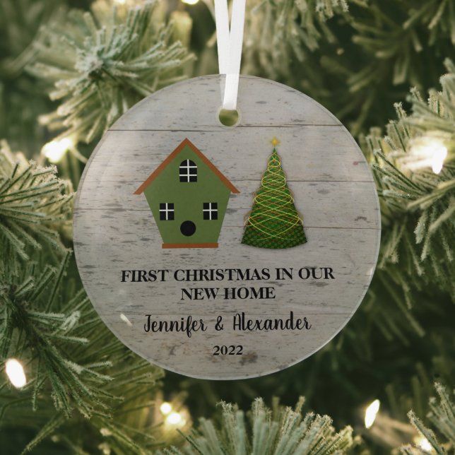 Ornement En Verre Premier Noël dans notre nouvelle maison d'oiseaux  (Insitu)