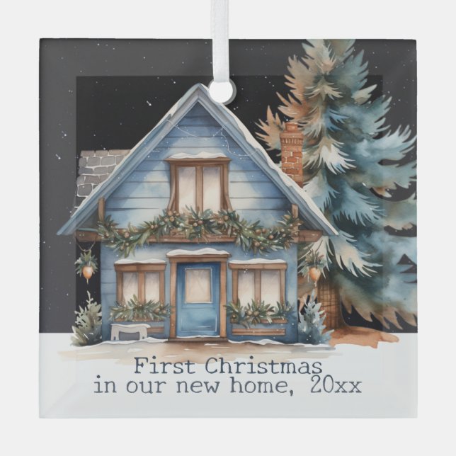 Ornement En Verre Premier Noël dans notre nouvelle maison personnali (Recto)