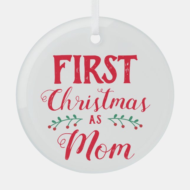 Ornement En Verre Premier Noël en tant que maman gardien blanc (Recto)