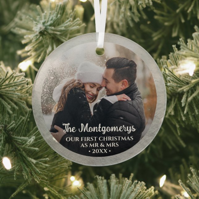 Ornement En Verre Premier Noël M. et Mme Photo (Insitu)