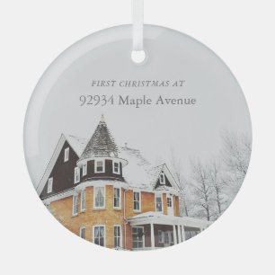 Ornement En Verre Premier Noël Nouvelle Adresse Maison Photo Personn