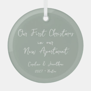 Ornement En Verre Premier Noël Personnalisé Nouveau Appartement Sage