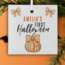 Première citrouille de Halloween de bébé avec noeu