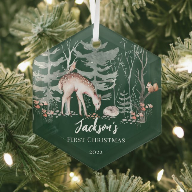 Ornement En Verre Première forêt de Noël du bébé (Insitu)