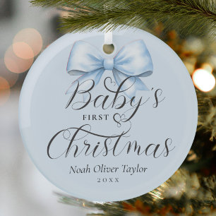 Ornement En Verre Première garde de Noël Bleu Bow Keepsaké bébé