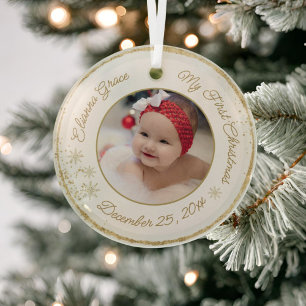 Ornement En Verre Première Parties scintillant photo de Noël pour bé