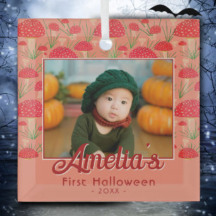 Ornement En Verre Première photo de l'automne du champignon rouge Ha