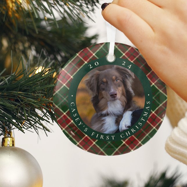 Ornement En Verre Première photo de Noël de l'animal domestique clas (Créateur téléchargé)