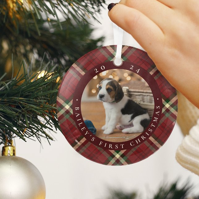 Ornement En Verre Première photo de Noël de l'animal domestique clas (Créateur téléchargé)