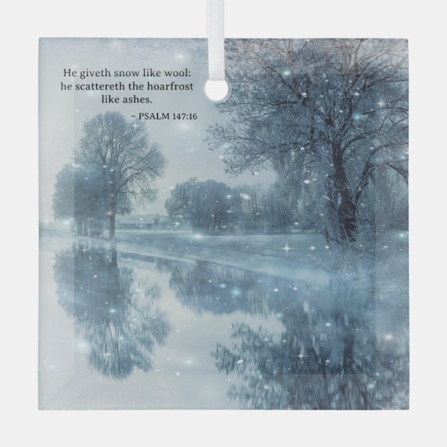 Ornement En Verre Psaumes Verse Hiver Merveilles Terres boisées Noël (Recto)
