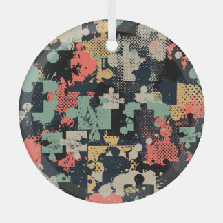 Ornement En Verre Puzzle Abstrait : Creative Vintage sans couture.