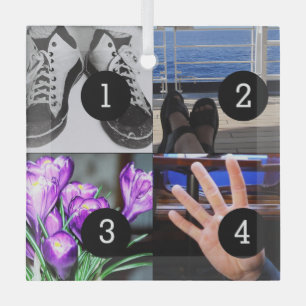Ornement En Verre Quatre de vos photos font votre propre Keepsaké
