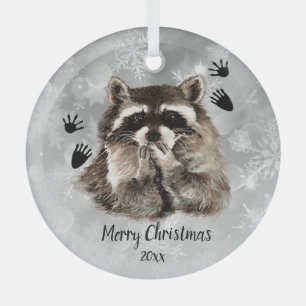 Ornement En Verre Raccoon Dated Blowers, Aimer les animaux