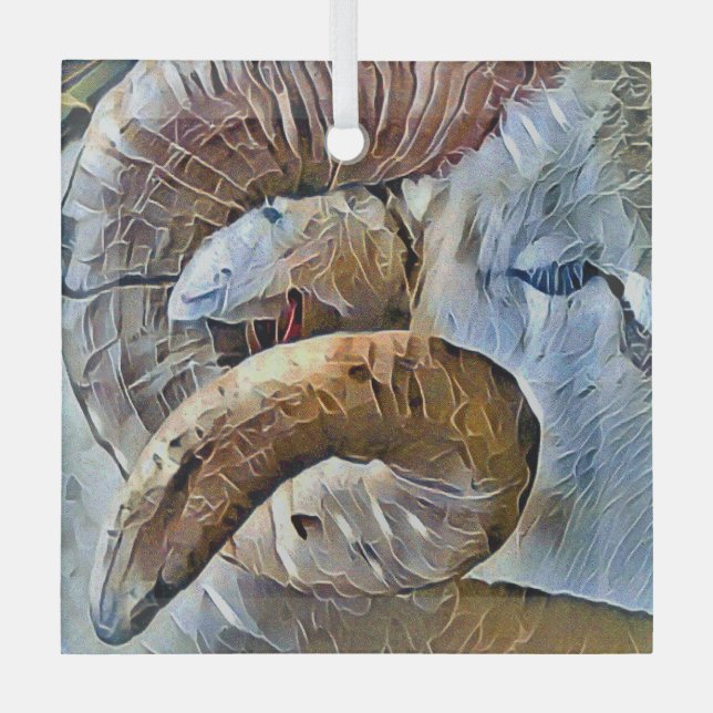 ORNEMENT EN VERRE RAM SHEEP FARM ANIMAL (Recto)