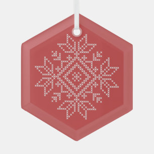 Ornement En Verre Red christmas nordic snowflake art seasonal 