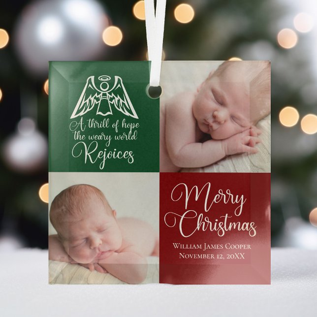 Ornement En Verre Rejoice Angel Belle Rouge Vert Noël Photo (Créateur téléchargé)