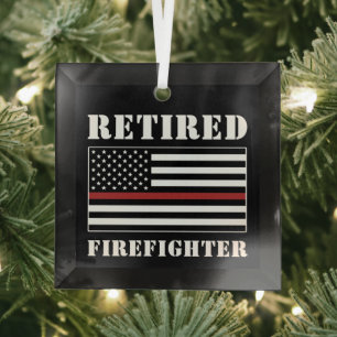 Ornement En Verre Retired Firefighter Thin Red Line Retirement Gift
