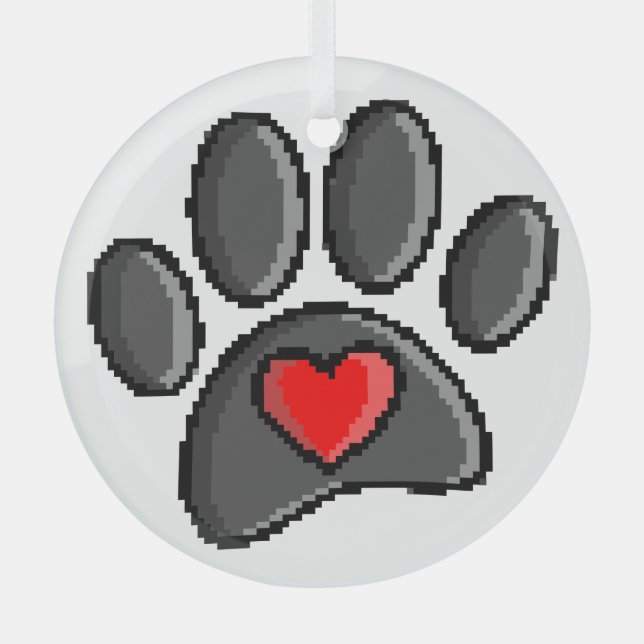 Ornement En Verre Retro 80s jeu vidéo 8 bits Pixel Art Chien Paw Pat (Recto)