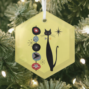 Ornement En Verre Retro Atomic Era Mid Century Modern Cool Cat Kabob