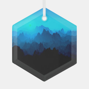 Ornement En Verre Robuste Rustique Blue Jagged Montagnes Suncatcher
