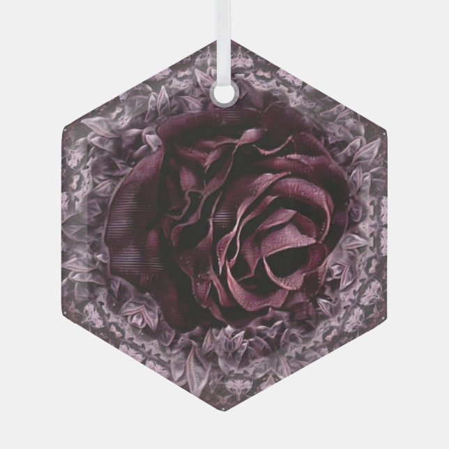 Ornement En Verre Rose Mandala (Recto)