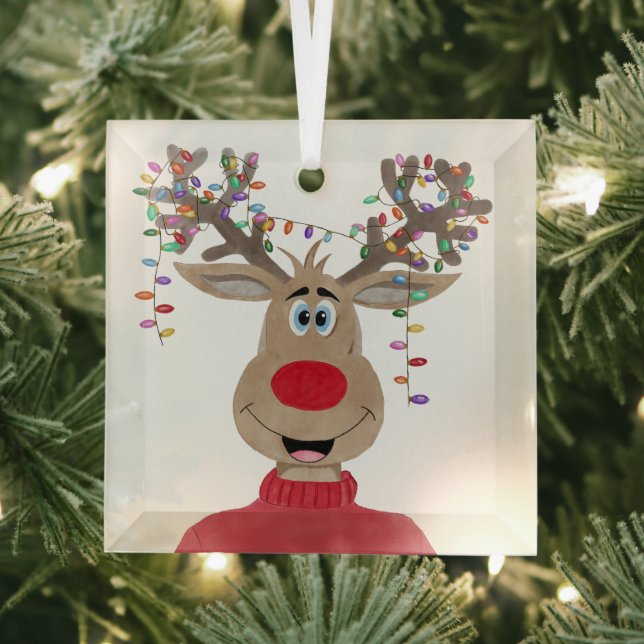 Ornement En Verre Roudolph Reindee illuminations de Noël (Insitu)