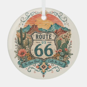Ornement En Verre Route 66 Sud-Ouest Lever de Soleil Souvenir d'Art