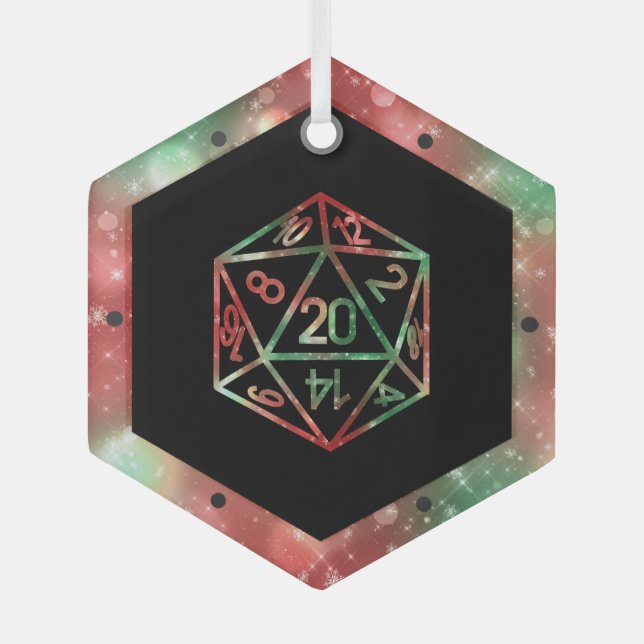 Ornement En Verre RPG Critmas | Red and Green Tabletop Roleplayer (Recto)