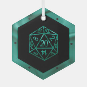 Ornement En Verre RPG Critmas   Teal Green Tabletop Role Player Dice