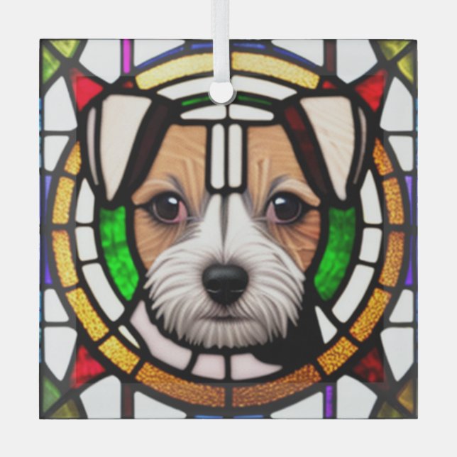 Ornement En Verre Russell Terrier "Verre retenu" (Recto)