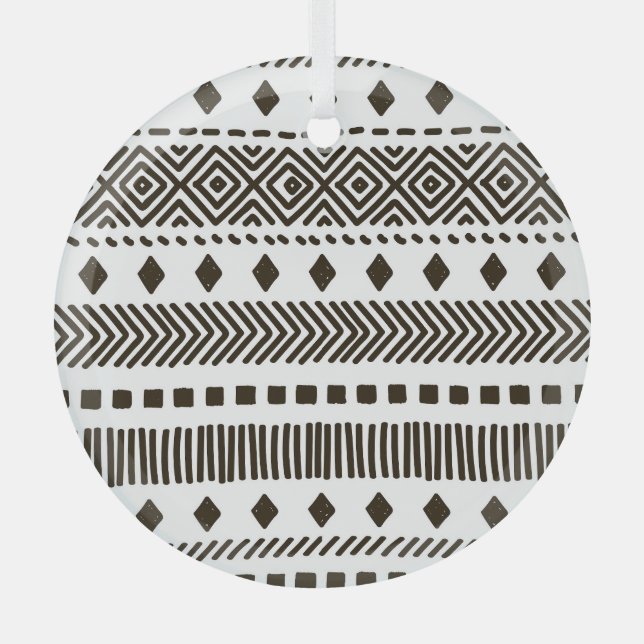 Ornement En Verre Rythmes tribaux : Motifs géométriques ethniques (Recto)