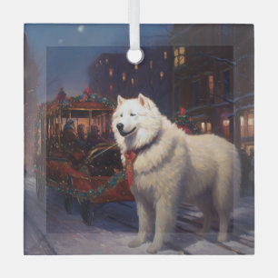 Ornement En Verre Samoyed Christmas Festive Saison