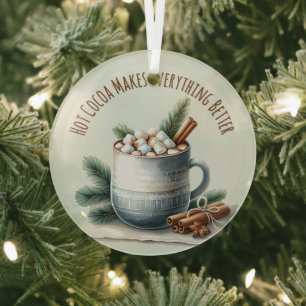 Ornement En Verre Scène de guimauve de cacao hivernal cosy