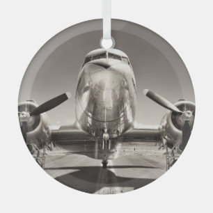 Ornement En Verre Scène de piste de l'avion vintage