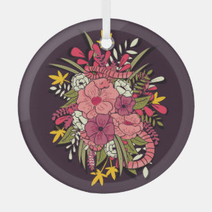 Ornement En Verre Serpents de la Jungle Florale Vintage tropical