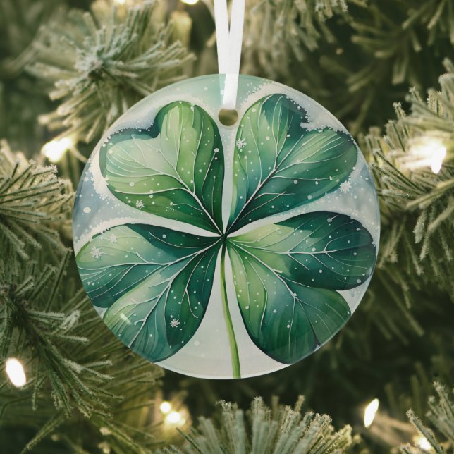 Ornement En Verre Shamrock de Noël irlandais (Insitu)
