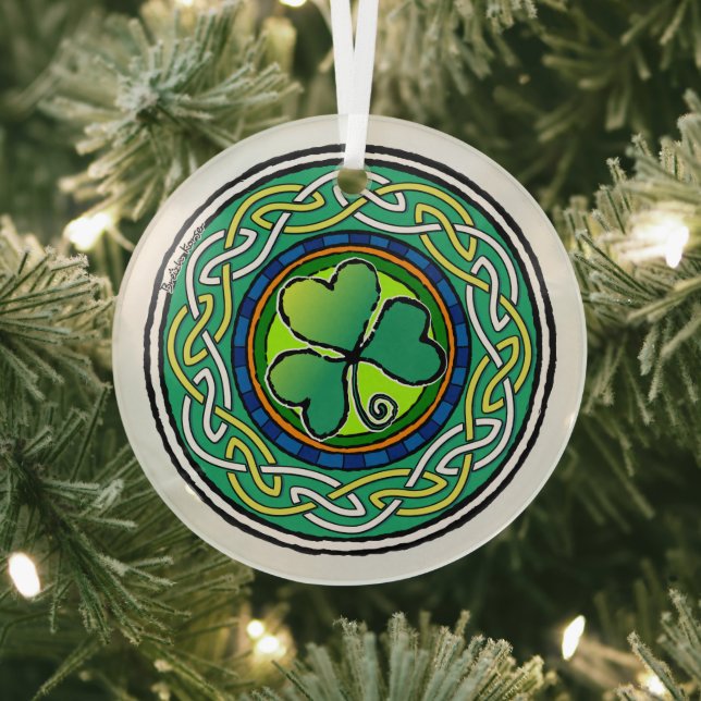 Ornement En Verre Shamrock irlandais (Insitu)