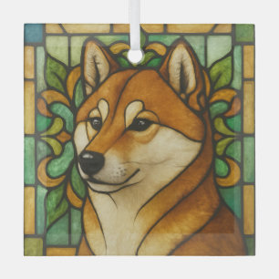 Ornement En Verre Shiba Inu Chien "Verre Tiré"