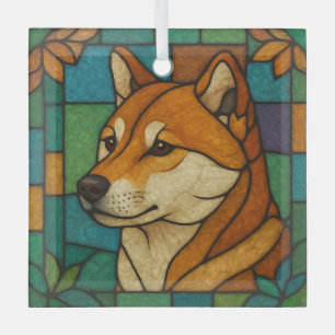 Ornement En Verre Shiba Inu Chien "Verre Tiré"